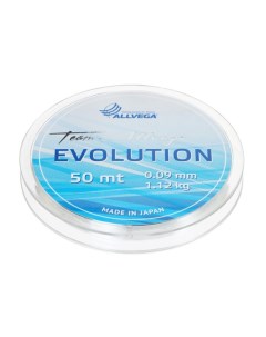 Леска монофильная Evolution диаметр 0 09 мм тест 1 12 кг 50 м прозрачная Allvega