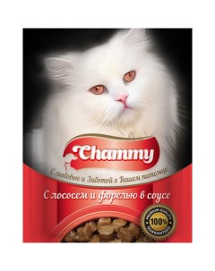 Влажный корм для кошек, лосось/форель в соусе, пауч, 85 г Chammy