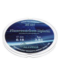 Леска монофильная Fluorocarbon Hybrid диаметр 0 18 мм тест 3 83 кг 30 м флюорокарбон 65 Allvega