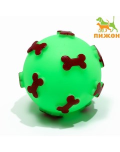 Игрушка пищащая "Мяч Косточки" для собак, 5,5 см, зеленая Пижон