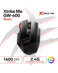 Мышь GW 600 игровая беспроводная подсветка 1600 DPI 2 4G чёрная Xtrike me