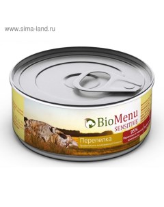 Консервы SENSITIVE для кошек мясной паштет с перепелкой 95 мясо 100 г Biomenu