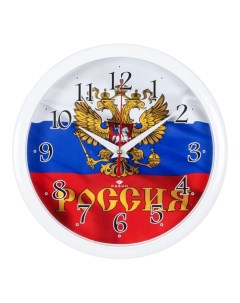 Часы настенные, интерьерные "Россия", бесшумные, d-22 см Рубин