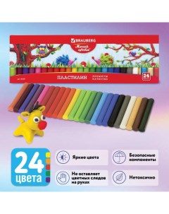 Пластилин 24 цвета, 500 г, высшее качество, картонная упаковка Brauberg