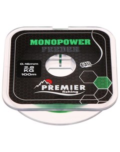 Леска Preмier fishing MONOPOWER Feeder, диаметр 0.16 мм, тест 2.8 кг, 100 м, зелёная Premier fishing