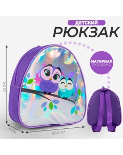 Рюкзак детский для девочки «Совушки», голография 23х20,5 см Nazamok kids