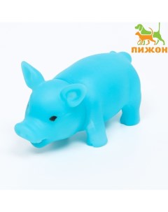 Игрушка пищащая "Маленький поросенок" для собак, 9 см, голубая Пижон