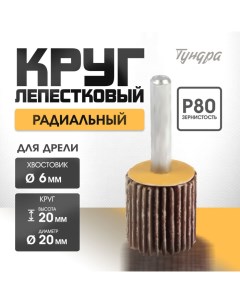 Круг лепестковый радиальный, 20 х 20 х 6 мм, Р80 Tundra