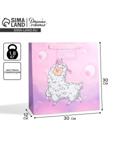 Пакет подарочный ламинированный квадратный, упаковка, «Cosmo Llama», 30 х 30 х 12 см Дарите счастье