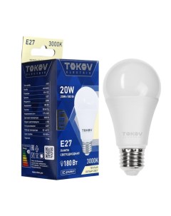 Лампа светодиодная 20 Вт А60 3000 К Е27 176 264В Tokov electric