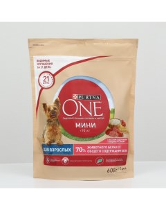 Сухой корм ONE Моя собака уже взрослая говядина рис 600 г Purina