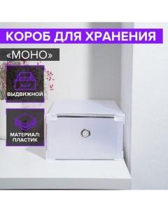 Коробка для хранения обуви выдвижная Large size, 22?34?13 см, цвет белый Доляна