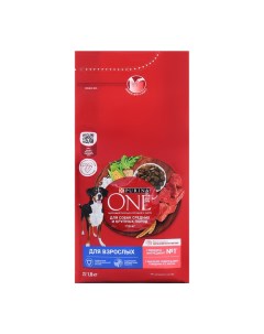 Сухой корм Purinа One medium maxi для взрослых собак говядина рис 1 8 кг Purina one