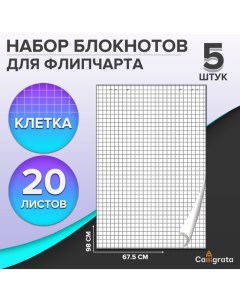 Набор блокнотов 5 штук для флипчарта 67 5 х 98 см 20 листов в клетку 92 80 г м2 Calligrata