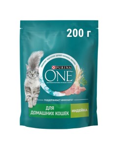 Сухой корм ONE для домашних кошек индейка с цельными злаками 200 г Purina