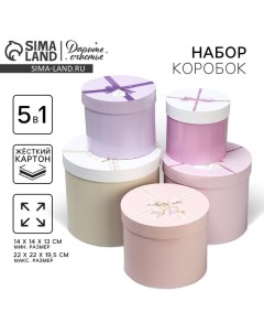 Набор шляпных коробок 5 в 1, упаковка подарочная, «Подарок для тебя», 13 х 14 ? 19.5 х 22 см Дарите счастье