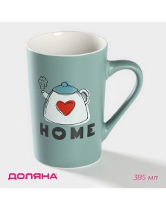 Кружка фарфоровая Good morning. Home, 385 мл, цвет голубой Доляна