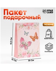 Пакет ламинированный «Бабочки», 30 ? 41,5 ? 12 см Upak land