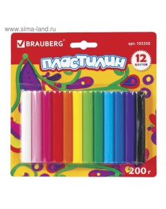 Пластилин 12 цветов 200 г, высшее качество, в блистере Brauberg