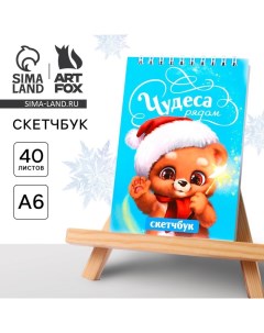 Скетчбук А6, 40 листов, в мягкой обложке, на гребне, 100 г/м? «Новый год: Чудеса рядом» Artfox