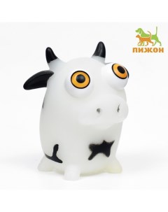 Игрушка для собак "Корова" 12 см, белая/чёрная Пижон