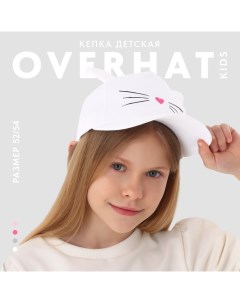 Кепка детская для девочки Котик с ушками цвет белый р р 52 54 5 7 лет Overhat kids