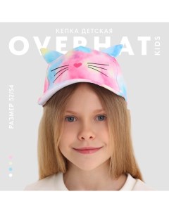 Кепка детская для девочки "Котик", с ушками, цветнвя, р-р 52-54, 5-7 лет Overhat kids