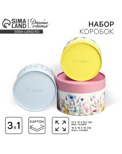 Набор шляпных коробок 3 в 1, упаковка подарочная, «Акварель», 16 х 10, 14 х 9, 13 х 8.5 см Дарите счастье