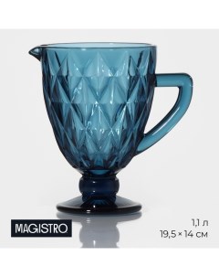 Кувшин для воды стеклянный Круиз 1 1 л 14 19 5 см цвет синий Magistro