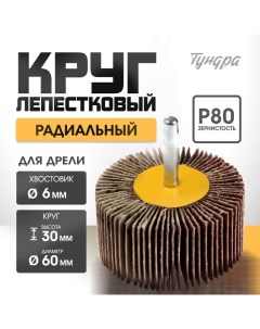 Круг лепестковый радиальный, 60 х 30 х 6 мм, Р80 Tundra