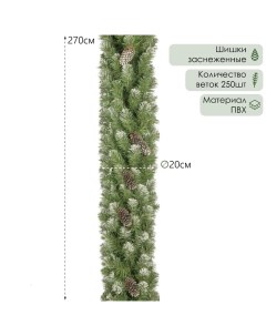 Гирлянда хвойная "Снежная королева" с шишками заснеженная дл. 270 см., d-20 см, 250 веток Елкиторг