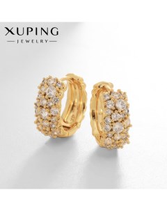 Серьги кольца ослепительность, белые в золоте, d=1.7 см Xuping