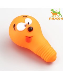 Игрушка пищащая "Лампочка" для собак, 10,5 x 6 см, оранжевая Пижон