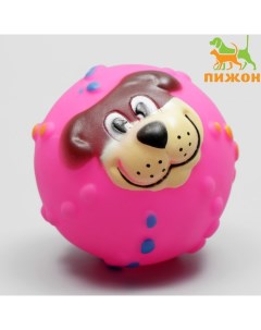 Игрушка пищащая "Мяч Джим"для собак, 6 см, розовая Пижон