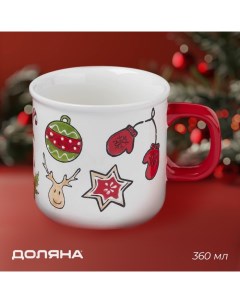 Новогодняя кружка Sweet Treats, 360 мл, 12,8?9,5?9 см, керамика, белая Доляна