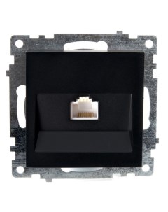 Розетка компьютерная 1-местная RJ-45 (механизм), серия Катрин, GLS00-7107-05, черный 1022441 Stekker