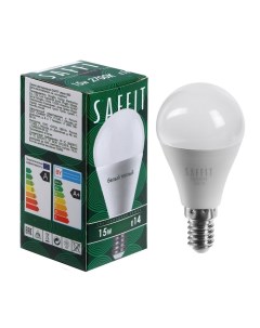 Лампа светодиодная, 15W 230V E14 2700K G45, SBG4515 Saffit