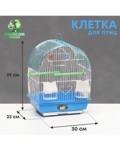 Клетка для птиц укомплектованная Bd-1/3c, 30 х 23 х 39 см, синяя Пижон