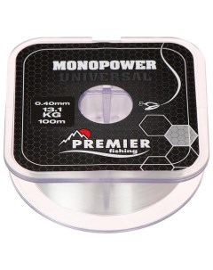 Леска Preмier fishing MONOPOWER Universal, диаметр 0.4 мм, тест 13.1 кг, 100 м, прозрачная Premier fishing