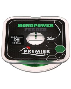 Леска Preмier fishing MONOPOWER Feeder, диаметр 0.28 мм, тест 7.2 кг, 100 м, зелёная Premier fishing