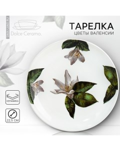 Тарелка керамическая Lemon flowers 22 5 см цвет белый Dolce ceramo.