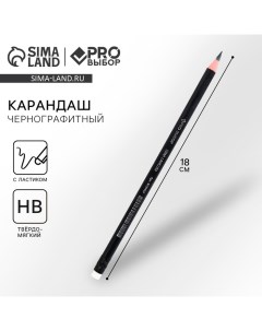 Карандаш простой чернографитный НВ с ластиком PROвыбор Черный неон Pro выбор