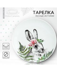 Тарелка керамическая Зайка 22 5 см цвет белый Dolce ceramo.