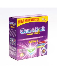 Таблетки для посудомоечных машин Clean&Fresh, All in1 mini tabs, 200 шт Clean & fresh