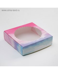 Подарочная коробка сборная с окном, небесный, 11,5 х 11,5 х 3 см Upak land