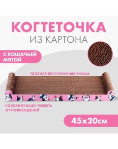 Когтеточка из картона с кошачьей мятой Котик 45 см х 20 см х 4 5 см Пушистое счастье