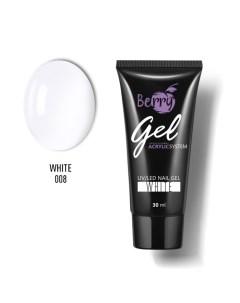 Гель акриловый Berry Gel, тон №008 White, белый, 30 мл Jessnail