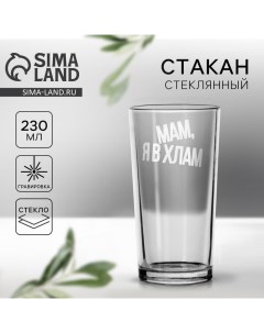 Стакан стеклянный «Мам, я в хлам», 230 мл Дорого внимание