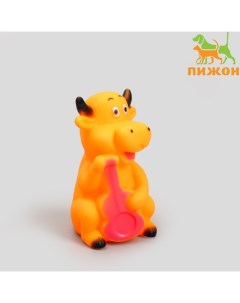 Игрушка пищащая "Корова" для собак, 10 см, микс цветов Пижон