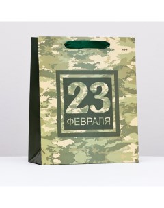 Пакет ламинированный "23 февраля, камуфляж", 26 х 32 х 12 см Upak land